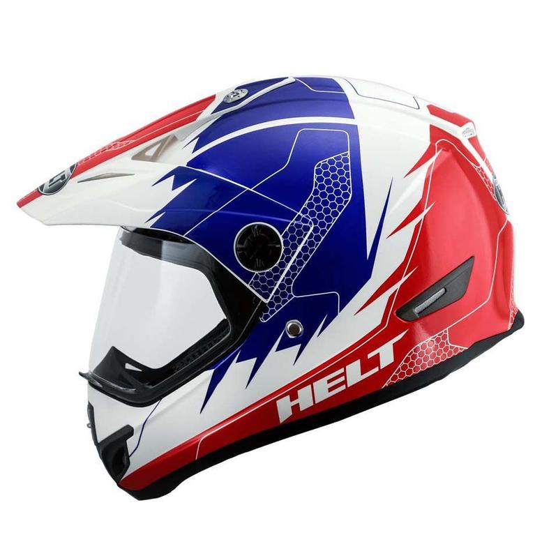 Capacete Helt Cross Vision Quasar White Red Blue - Capacete de